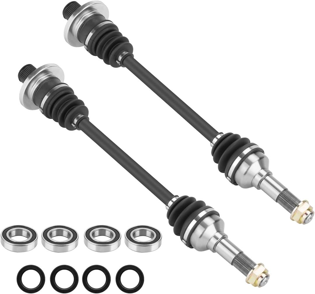 Rear CV Axle & Wheel Bearing Kit for Yamaha Rhino 450 2006-2009, Rhino 660 2006-2007, Rhino 700 2008-2013; Left + Right Greased 4340 Chromoly Steel CV Axle Shaft with Bearing Set Assembly