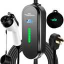 Level 2 EV Charger, 32Amp 220V 20FT Portable Electric Car Charger with LCD Display Screen, NEMA 14-50 Plug, Adjustable Current, Compatible with All J1772 EV (Tesla Require Adapter)