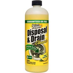 Instant Power Disposal and Drain Cleaner  Liquid Enzyme Clog Remover, Cleans and Deodorizes, Removes Drain Blockages, Fresh Lemon Scent, 33.8 Fl oz, 1 Liter