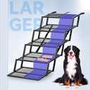 Pawaboo Extra Wide Dog Stairs for Car, Foldable Dog Ramps for Car with Non Slip Surface & Reflective Tape, Heavy Duty Dogs Steps for Cars, SUV, Truck, 300lbs Capacity, 14"-35" Adjustable Height