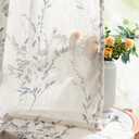 MYSKY HOME Sheer Curtains 84 Inches Long 2 Panels Linen Blended Farmhouse Curtains & Drapes for Living Room Bedroom, Light Filtering Privacy Curtains Floral Printed Classical Home Decor, Navy Blue