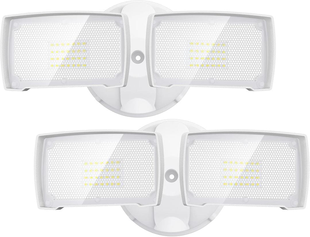 LEPOWER 2 Pack 28W LED Flood Light Outdoor, 3000LM LED Security Light with 2 Adjustable Heads, Switch Controlled Exterior Outdoor Security Light, 5500K, IP65 Waterproof for Garage, Yard, Patio