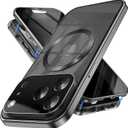 Magnetic Privacy Case for iPhone 17 Pro Max with Full Camera Lens Protector [Safety Buckle Lock] [Fits for MagSafe] Anti Peep Privacy Screen Protector Double Sided Glass Mag-Safe Case for 17 Max (Black)