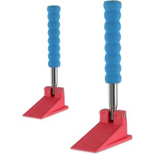 Long Handle Door Stopper Wedge - Set of 2 - Heavy-Duty, Adjustable, Non-Slip Rubber Wedge, Extendable Handle for Seniors, Arthritis-Friendly, Fall Prevention, All Floors, Stops Drafts, No-Bend Design (Blue)