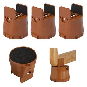 ZEMINIOR Bed Risers Heavy Duty, Furniture Risers with Adjustable Screw Clamp Supports 1,000 lbs, Lift 2.36"-3.15" for Twin Floor Bed, Dorm, Table, Desk, Chair Leg Extenders(4 Pack, Brown)
