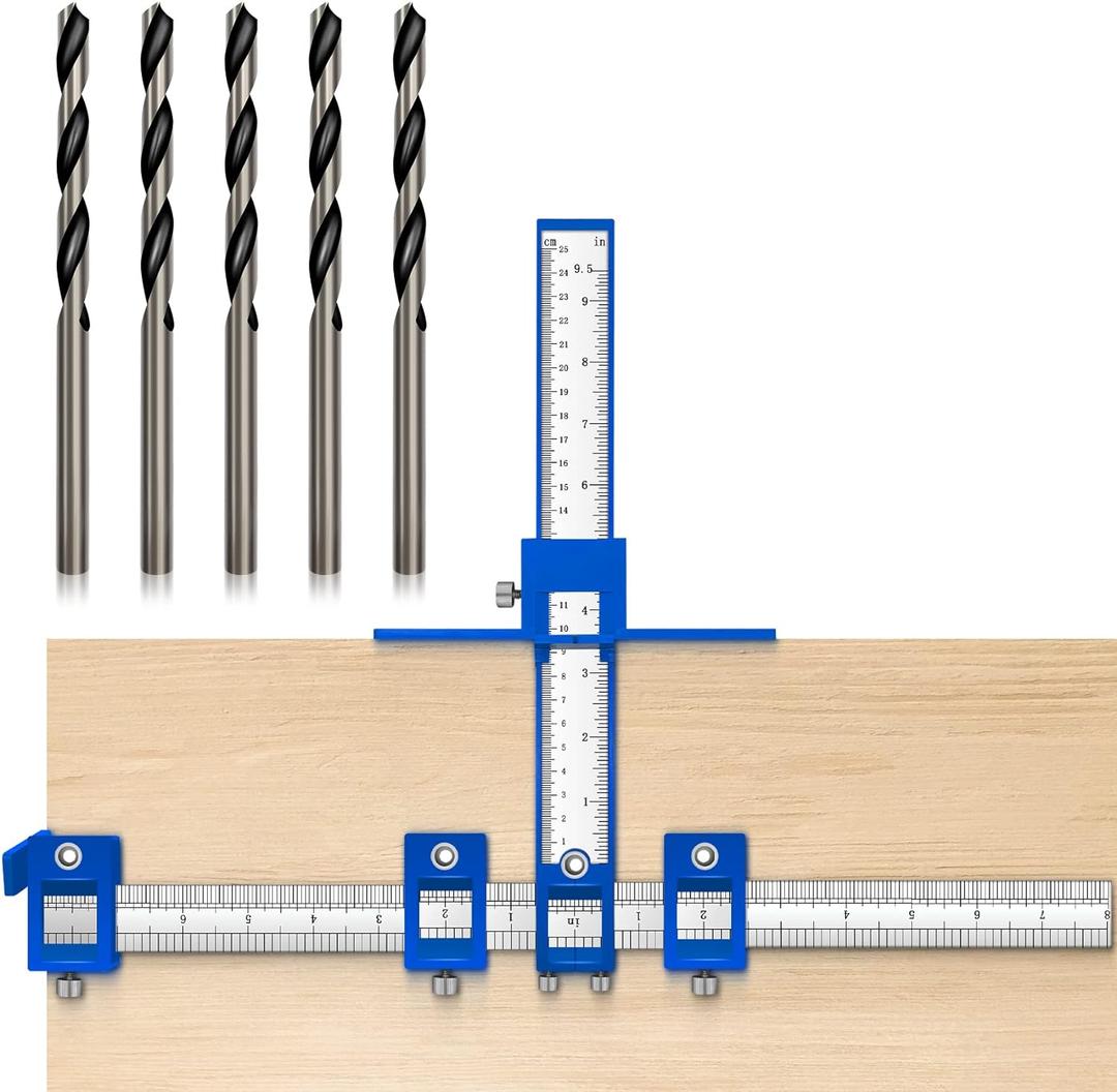 Cabinet Hardware Jig, Cabinet Handle Jig, Cabinet Hardware Template Tool, Punch Locator Drill Guide for Handle Knob Pull Installation of Door and Drawer Woodworking tools