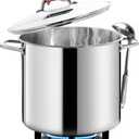HOMICHEF LARGE STOCK POT 24 Quart With Lid - Nickel Free Stainless Steel Cookware Stockpot 24 Quart - Healthy Cookware Polished Stockpots - Heavy Duty Induction Pot Soup Pot With Lid (Big 24 Quart, Mirror Polished Stainless Steel)