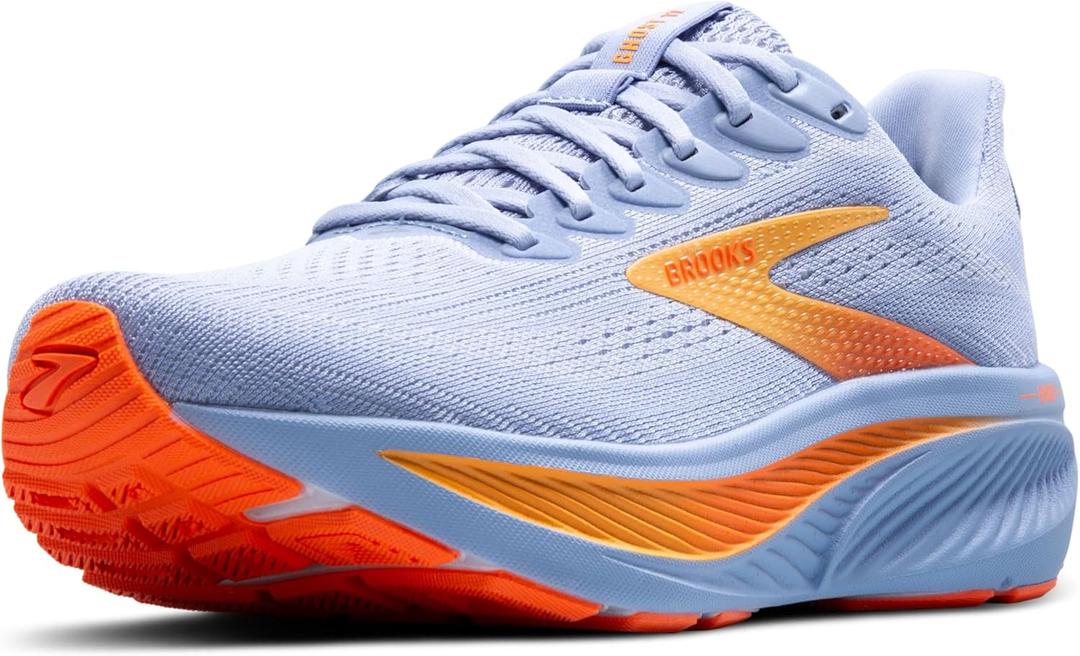 Brooks Womens Ghost 17 Neutral Running Shoe (8, Blue Heron/White/Orange)