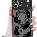 Heaofei Cute Magnetic Case for iPhone 17 Pro Case [ Compatible with MagSafe ] with Black Cats Cat Pattern Design for Women Girls Boys, Soft Bumper Hard Back Kawaii Animal Protective Phone Cover