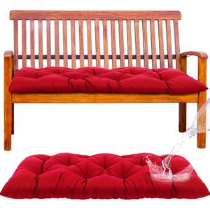 Wenqik Outdoor Bench Cushion 36 x 14 x 4 Inches Waterproof Bench Cushion for Outdoor Furniture Soft Thicken Porch Swing Pad with Ties for Indoor Garden Patio Seat(Red,Classic)