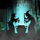 Large Halloween Witch Silhouette Decor Outdoor, Witch, Black Cat and Cauldron Yard Decorations, Scary Halloween Decor for Home, Party, Gift, Waterproof and Durable (Easy Setup with Stakes)