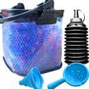 Foldable Gel Water Blasters Ammo Bucket with Balls Subpackage Bottle, Portable SplatterGun Accessories, Gel Gun Ammo Container with a Ball Funnel & Spoon, Large Capacity Tub for Ages 14+