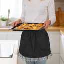 Cabilock Retro Lace Half Apron with Pockets Women Waist Apron for Cooking Baking Cosplay Vintage Kitchen Server Waitress