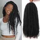 Marley Twist Braiding Hair 18 Inch Marley Twist Hair 8 Packs Cuban Twist Hair Afro Kinky Crochet Hair Synthetic Marley Hair Extensions (18 Inch(Pack of 8),1B)