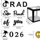 2026 Graduation Party Decorations - Black Balloon Boxes with Letters, "GRAD" & "So Proud of You" & "2026", 20pcs Balloons, Graduation Photo Props for High School College Class of 2026 Celebration