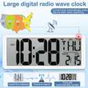 Atomic Clock with Backlight 15.0" Digital Wall Clock Battery Operated Atomic Wall Clock Digital Alarm Clock with Day Date & Temperature for Wall Office Bedroom Living Room