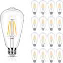 16 Pack LED Edison Bulbs 40w Equivalent, 4 Watt LED Filament Bulb, 3000K Warm White ST19 Light Bulb, 450lm E26 Vintage Bulbs for Ceiling Light Fixture, Not Dimmable