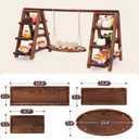 MORITECK 3-Tier Wooden Cupcake & Dessert Display Stand with Swing Frame – Rustic Torch-Finished Pine, Extra Wide 5.1" Trays, Pre-Assembled with Anti-Slip Pads, Party & Wedding Cake Holder
