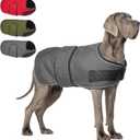 BEAUTYZOO Dog Winter Coat for X-Large Dogs Waterproof, Warm Reflective Great Dane Oxford Canvas Jacket, Fleece Dog Cold Weather Coats Windproof for Female Male Dogs, Grey XL (XL(Chest Girth 34"-45", Back 24", Neck 24"-29"))