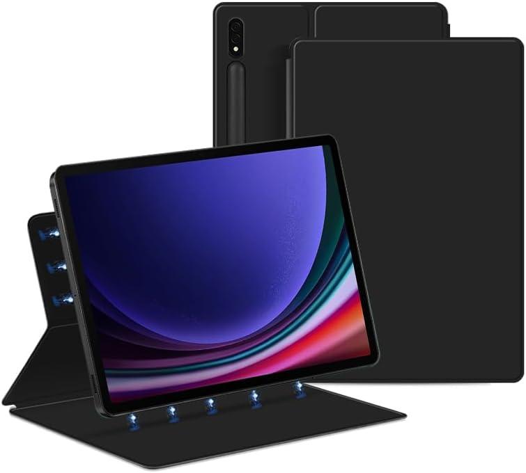 Magnetic Case for Galaxy Tab S10 Plus/Galaxy Tab S9 FE+ / S9 FE Plus 12.4-Inch with S-Pen Holder, Lightweight and Slim Magnetic Stand Case with Auto Sleep/Wake Cover for S10+/S9+/S9 FE+, Black