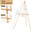 63" Easel Stand for Wedding Signs, Adjustable Wooden Display Easel with Holder, Tripod Floor Easel for Welcome Board, Poster, Picture, Photos, Paintings - Natural, 1 PCS
