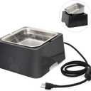 Large Heated Dog Bowl for Outdoor,Winter Waterer Bowl Removable Stainless Automatic Dog Water Bowl,1 Gallon Large Capacity Outside Animal Heated Waterer Bowl for Dog,Cat Rabbit,Chicken,Duck (Black)