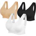 Womens Sports Bras, Yoga Comfort Seamless Stretchy Sports Bra for Women 3 Pack, 4XL