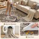 Washable 10x14 Area Rugs for Living Room: Soft Vintage Brown Rug | Non Slip Stain Resistant Indoor Carpet for Bedroom Dining Room Nursery Farmhouse Nursery Home Office Kid & Pet Friendly