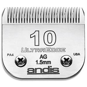 Andis, Ultra Edge Dog Clipper Blade Made From High-Carbon Steel With Extended Edge Life, Includes Size-10 Skip Tooth, Harder Cutting Surface With Sharp Edge - 1/16-Inch Cut Length, Chrome