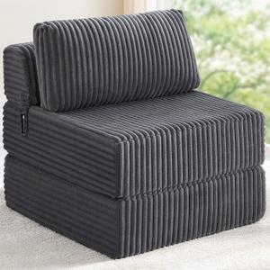 4-in-1 Folding Sofa Bed Foldable Boneless Pocket Coils & Foam Fill Medium Support, Portable No Assembly for Living Room/Bedroom, Single