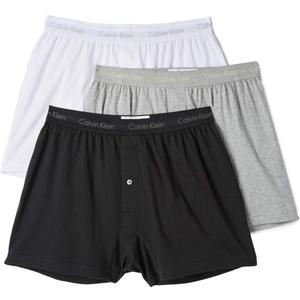 Calvin Klein Men's Underwear Cotton Multipack Knit Boxers (Medium, White/Black/Grey)