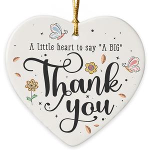 3 x Thank You Ornament 2026 - Teachers Appreciation Gifts for Coworkers, Bosses, Nurses, Moms, Friends, Retirement Gifts for Men Women, Heart-Shaped Ceramic Ornaments for Christmas Decorations