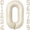 40 Inch Beige Number Balloon 0, Large Cream Number Foil Mylar Balloons for Birthday Party Celebration Decorations Supplies, Digital Balloons for Wedding Anniversary Events Decorations