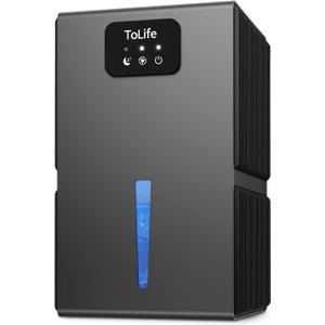 ToLife Dehumidifiers for Home 95 OZ Water Tank with Auto-Off 1000 sq.ft Sleep Mode Portable Dehumidifier for Basement Bathroom Home RV Closet Room 7 Colors LED Light,Grey