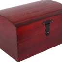 Creative Deco Large Wooden Storage Box Burgundy with Hinged Lid | 13.58x9.84x7.55in | Keepsake Treasure Chest Trunk | Memory Box Arts Crafts Gift Christmas | Product NOT Intended for 15 Years OR Below