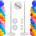 Balloon Stand Kit, Set of 2, 7 Feet Adjustable Balloon Column Stand for Floor, Reusable Metal Telescopic Balloon Stands for Floor with Base for Birthday, Wedding, Baby Shower, Graduation Party