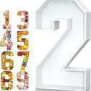 Paready 13.78'' Fillable Cardboard Number 2, Charcuterie Foam Board Number 2, Food Fillable Number Shaped Sweets Flower Candy Cupcake Container Box for 2nd Anniversary Birthday Party Decoration