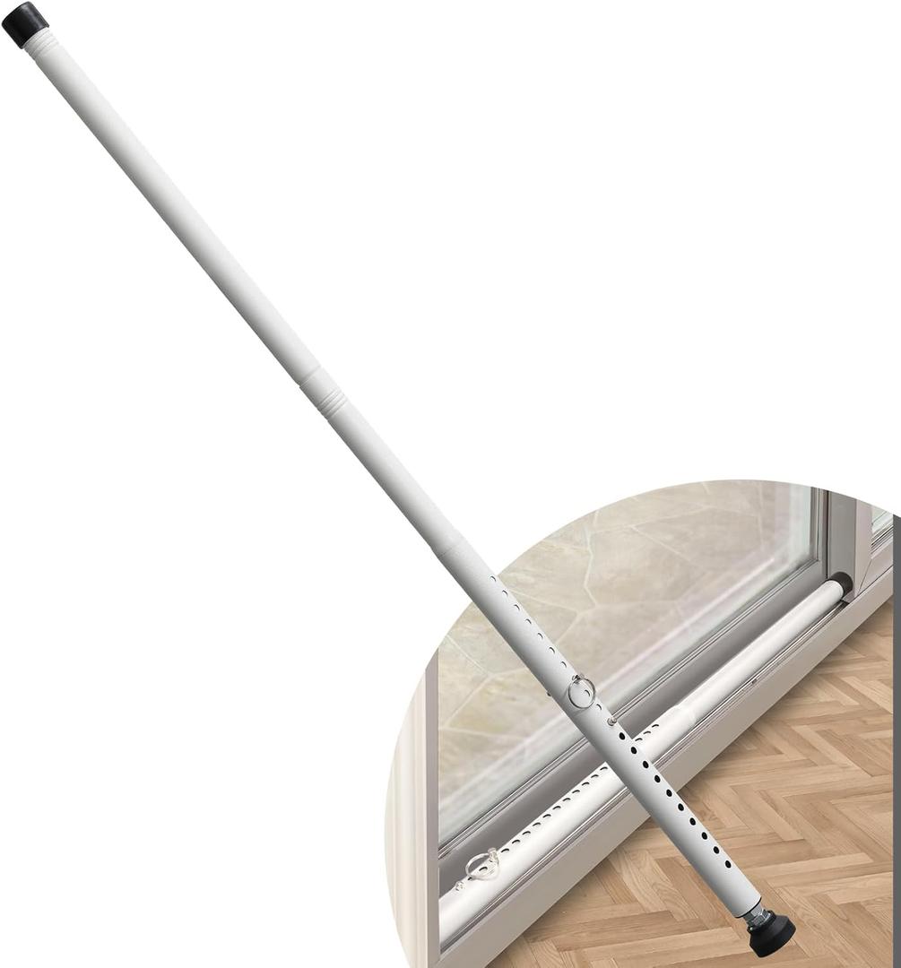 DIIG Sliding Door Security Bar17.7-50.5inch Adjustable Locking Window Safety Bar with Rubber Tips,Diameter 1inch Window Security Bar for Home Apartment Travel (White)