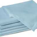 Encasa XO Ice Blue Cloth Napkins Set of 6, 17"x17" | Solid Color Cotton Dinner Napkins | Washable & Reusable Napkins for Dining Table Fall Decoration, Holiday & Christmas Festivals