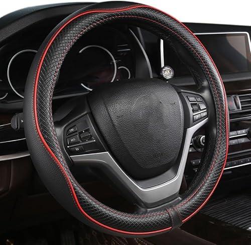 AutoArmor Car Steering Wheel Cover with Black and Red Trim, Leather-Like Material, Universal Fit, Water Resistanct, 5 Pack