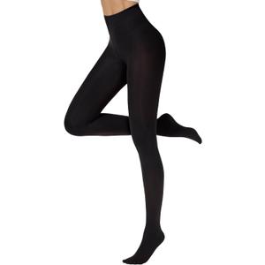 Women Ultra Soft 50 Denier Silky Tights Semi Opaque Solid Color Pantyhose High Waist Footed Stockings (Black)