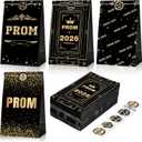 Gueevin 48 Pcs Prom 2026 Party Favor Candy Bags with Stickers Goodie Gift Treat Prom Gift Wrap Bags with 48 Stickers for College Senior High School Graduation Party Supplies