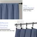 Simplebrand Ava Denim Blue Blackout Curtains for Bedroom, 72 Inch Length, 2 Panels, Privacy Thermal Insulated Rod Pocket Curtains for Patio, French Door, W40 x L72 Inch