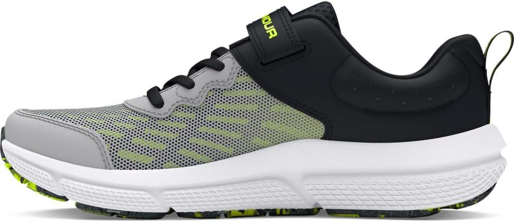 Under Armour Kids' Assert 10 Alternate Closure Shoes (12 Wide Little Kid, (102) Mod Gray/Black/High Vis Yellow)