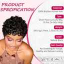 Short Curly Pixie Cut Wigs for Black Women, Loose Wave Short Curly Pixie Cut Wig Brazilian Virgin 100% Human Hair Wear and Go Glueless Layered Pixie Curly Wigs With Bangs for Daily Use