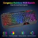 CHONCHOW Gaming Keyboard and Mouse Combo, USB Wired RGB Backlit Anti-Ghosting Silent Keyboard with Ergonomic Wrist Rest & Phone Holder, 7D 7200DPI Gaming Mouse for PC Gamer Xbox PS4 PS5 (RGB-Black)