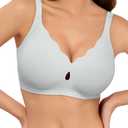 LUCKMEEY Bras for Women No Underwire Wave Push Up Wireless Bra Seamless Bras Full Coverage Bralettes Lift Everyday Bra Sky Blue XX-Large (Blue, XXL)