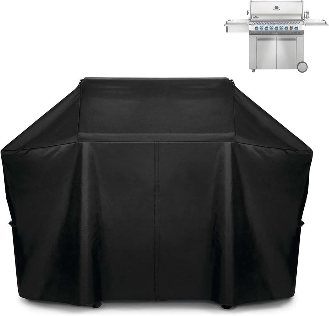 Grill Cover 61665 for Napoleon Prestige PRO 665 Grill, 600D Heavy Duty PU Material Wateproof UV Protected Cover, Velcro Closure, Adjustable Buckled Straps (78" x 28" x 51")