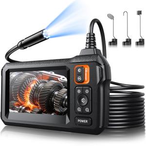 Endoscope Camera with Light, Inspection Borescope Camera with 4.3" IPS Screen, 1920P HD with 8 LED Lights, 16.5FT Semi-Rigid Cord Bore Scope, IP67 Waterproof Endoscope for Sewer, Tools(Orange)