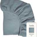 Crib Sheets  Organic Cotton Muslin Fitted Crib Sheet  Standard Size for Baby Boy and Baby Girl 28" x 52" Ultra-Soft and Breathable. (Tradewinds) (Tradewins)